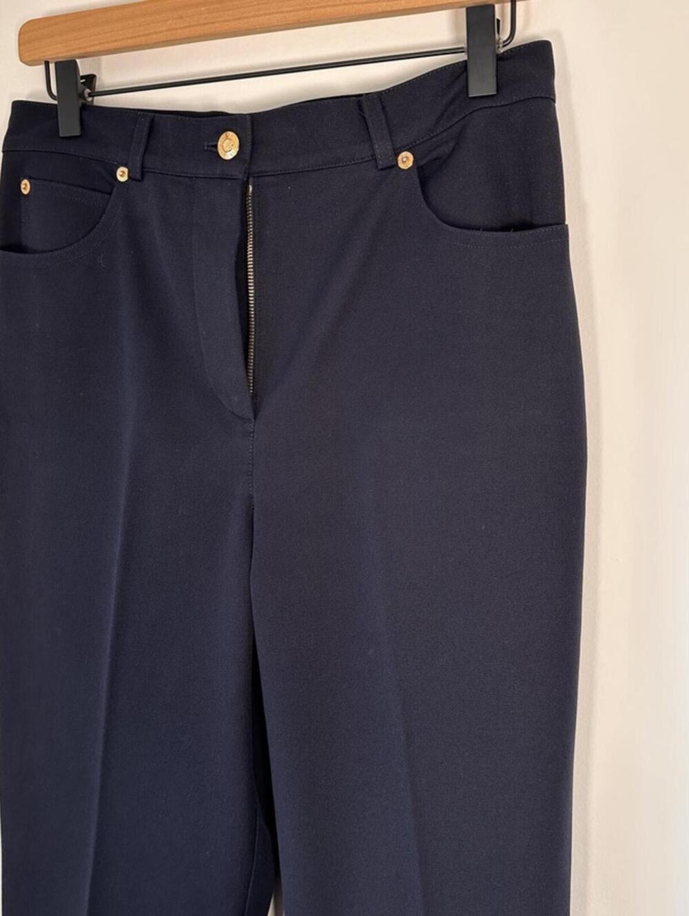 St John Sport Navy Straight Leg Knit Pants Womens Size 8 Stretch